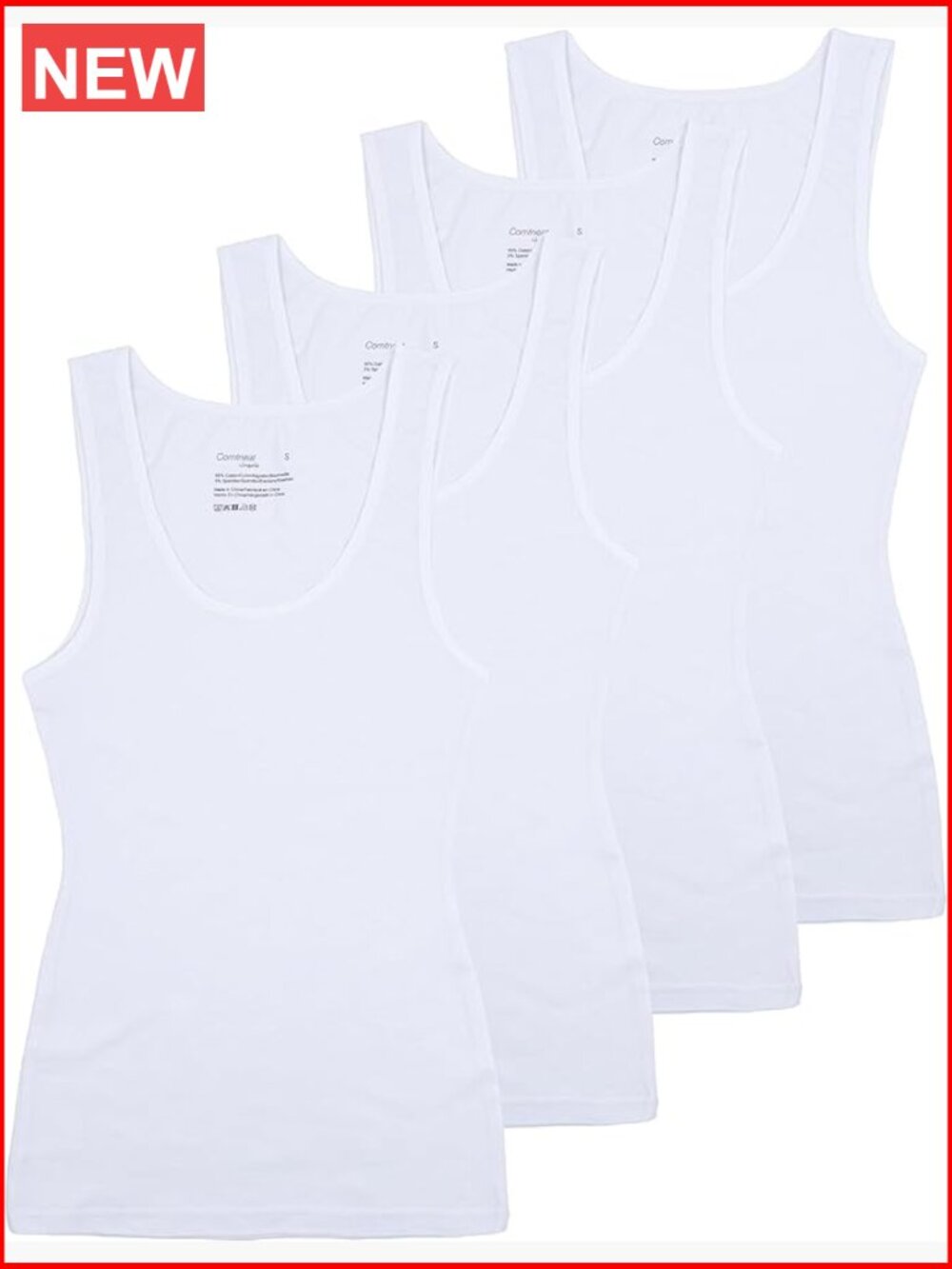 4-Pack Slim-Fit Basic Cotton Tank Tops - Camisoles